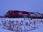 SOO 6056 & 6035 pause for a crew change at sunset